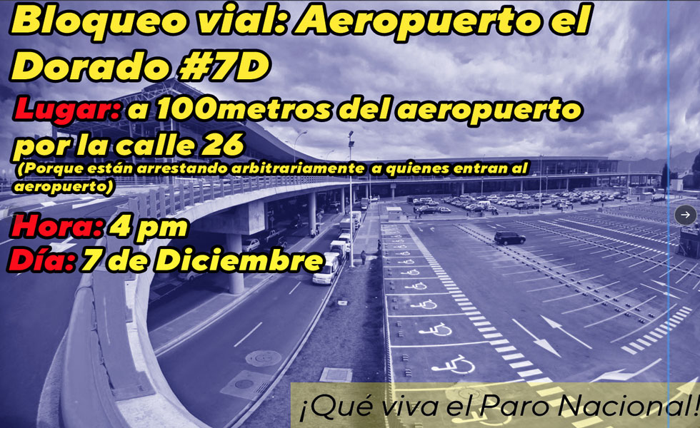 Detienen a manifestantes por protestar en el Aeropuerto El Dorado