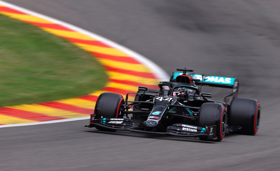 Stavelot (Belgium), 29/08/2020.- British Formula One driver Lewis Hamilton of Mercedes-AMG Petronas in action during the qualifying session at the Spa-Francorchamps race track in Stavelot, Belgium, 29 August 2020. The 2020 Formula One Grand Prix of Belgium will take place on 30 August 2020. (Fórmula Uno, Bélgica) EFE/EPA/Lars Baron / Pool