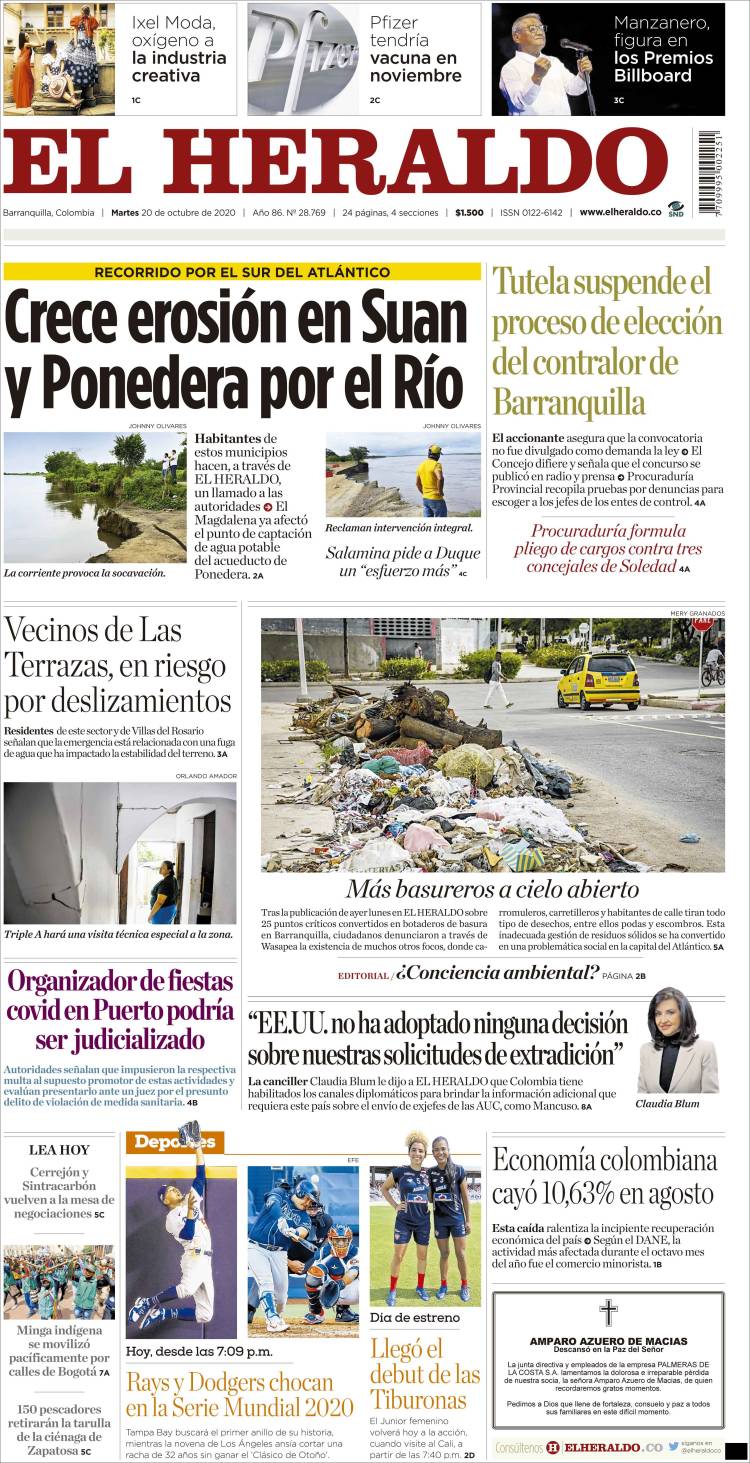 Conozca La Portada De Los Periódicos Más Importantes De Las Regiones ...