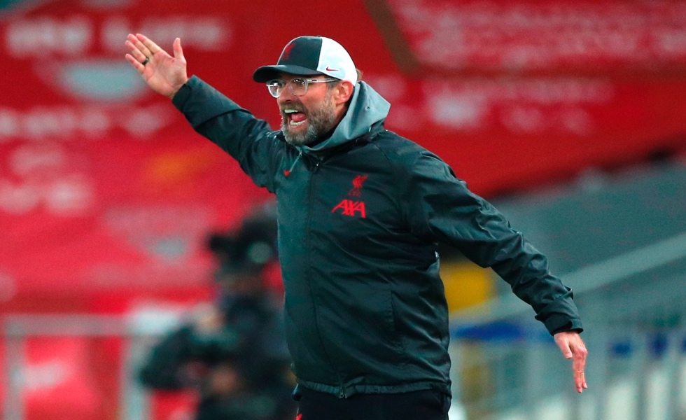 Liverpool (United Kingdom), 01/12/2020.- Liverpool manager Juergen Klopp reacts during the UEFA Champions League group D soccer match between Liverpool FC and Ajax Amsterdam in Liverpool, Britain, 01 December 2020. (Liga de Campeones, Reino Unido) EFE/EPA/Peter Byrne / POOL