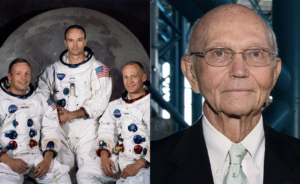 (En la imagen de NASA, de izquierda a derecha, Neil Armstrong, Michael Collins y Buzz Aldrin).
