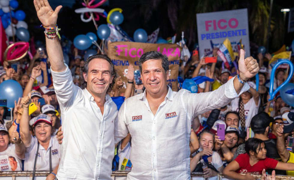 Federico Gutiérrez y Rodrigo Lara de equipo por Colombia. Foto: campaña presidencia. Foto: @FicoGutierrez