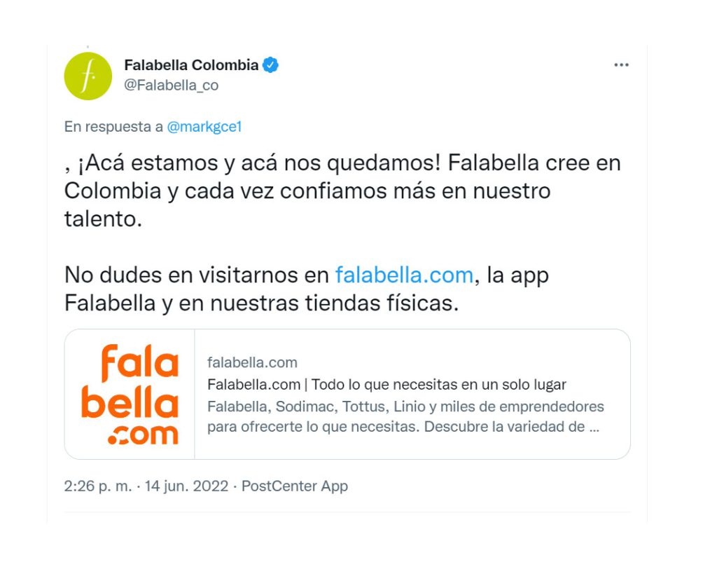 Falabella-tweet