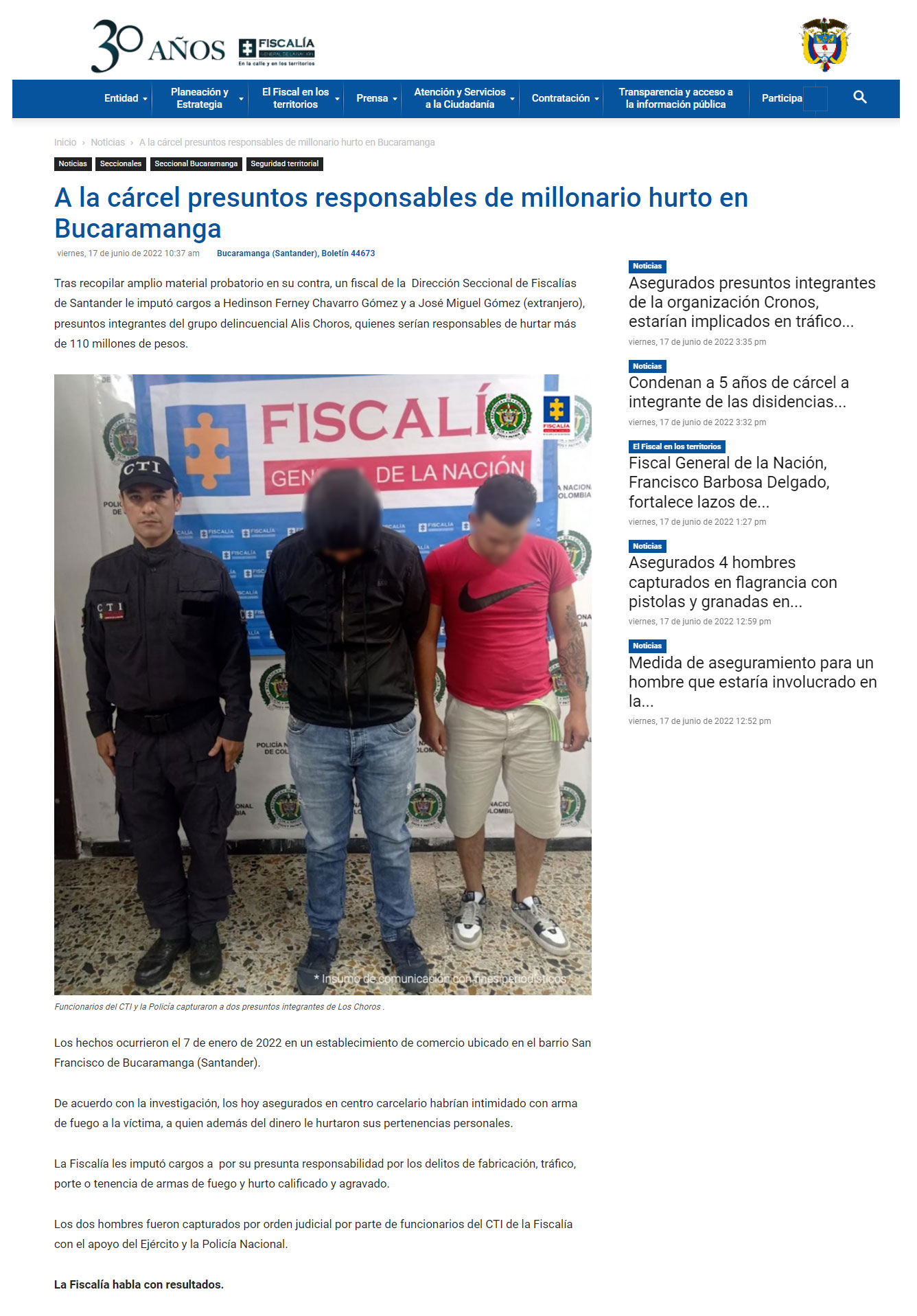 robo en Bucaramanga