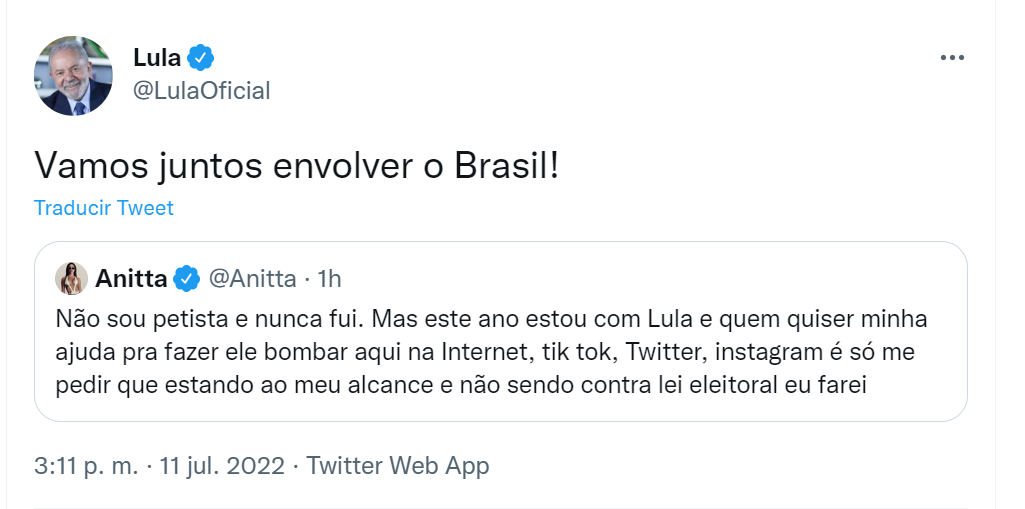 Anitta y Lula Da Silva