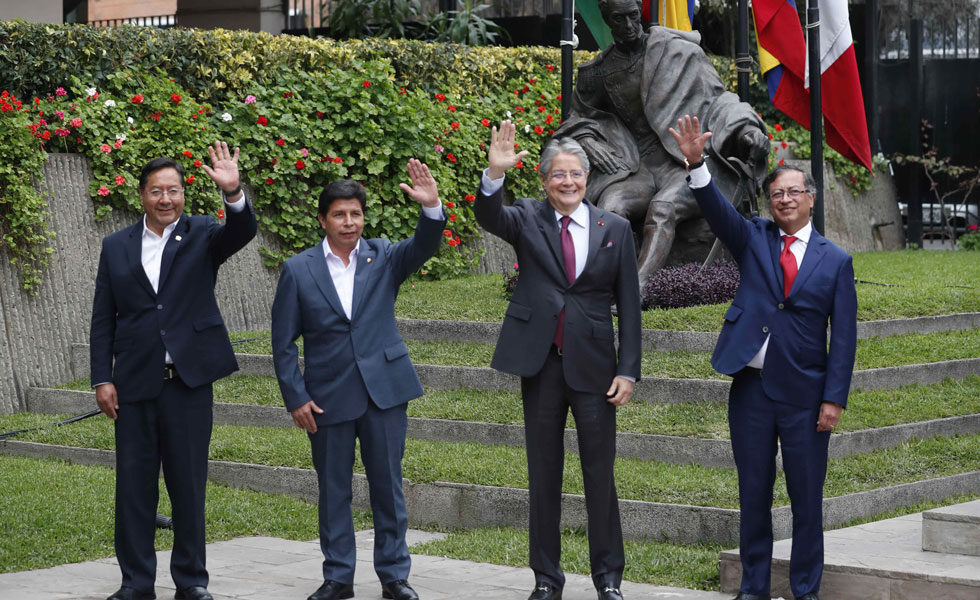 Petro se reúne con los presidentes de Perú, Ecuador y Bolivia